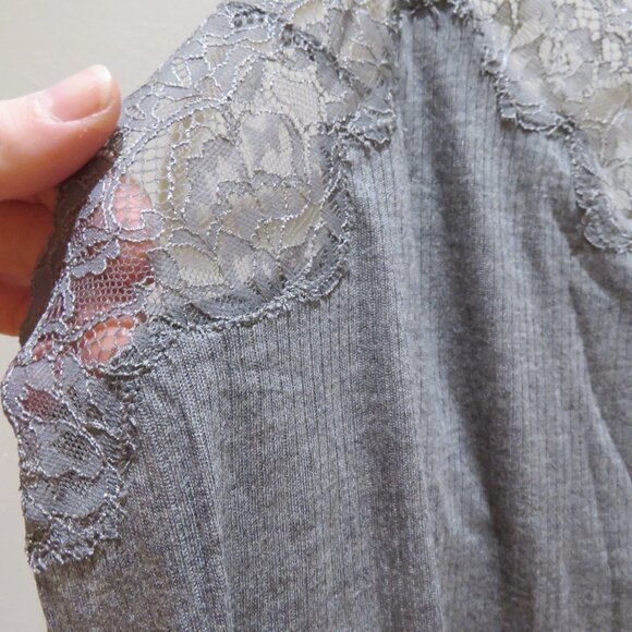 SOMA Cool Nights Rib Lace Trim Pajama Cami Top in Gray Lounge Comfy Size XL NWT - Picture 6 of 14